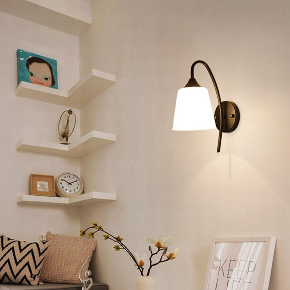 Milky White Glass Wall Sconce Light 110-220V Wall Mounted Lamp Wall Light Fixture  Living Room