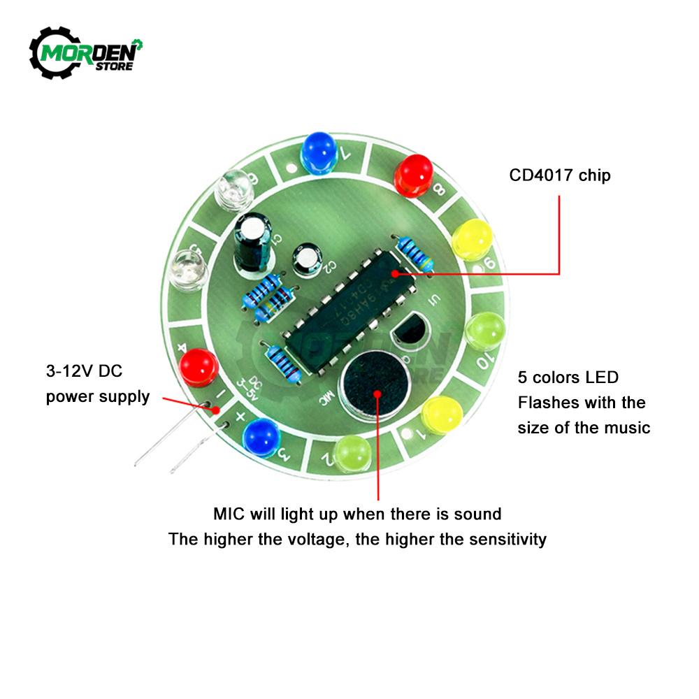 CD 1117 Colorful Voice Control Rotating Led Module Light Kit Electronic Manufacturing Diy Kit Spare Parts Laboratory Accessories