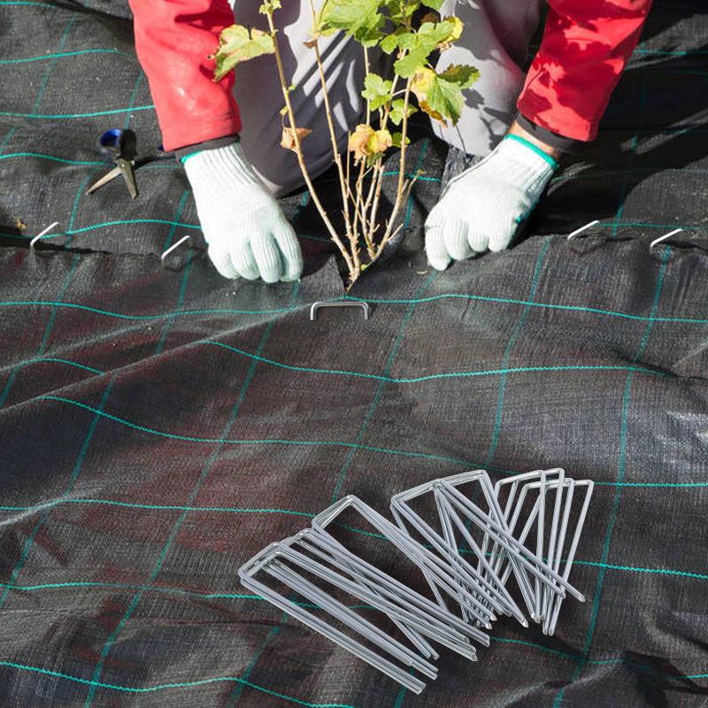 40/80/120pcs Garden Peg Silver Metal U-Shape Garden Staple Garden Ground Nail Film Fixed Pegs Gardening Fixing Tools Film Peg