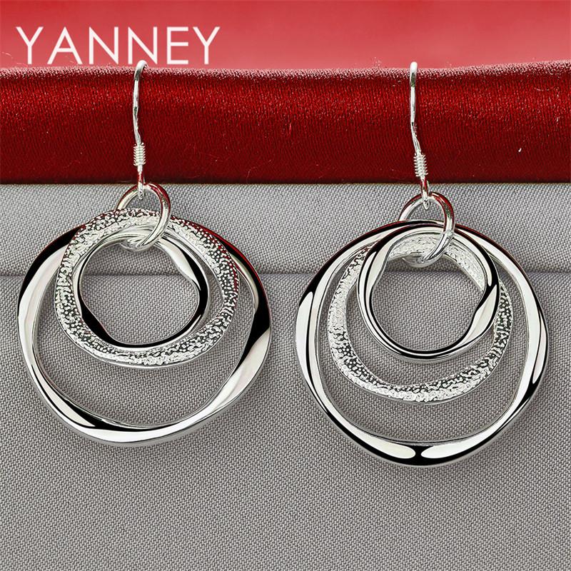 Exquisite 925 Sterling Silver Frosted Round Earrings for Women, Fashionable Engagement Accessories, Charming Jewelry