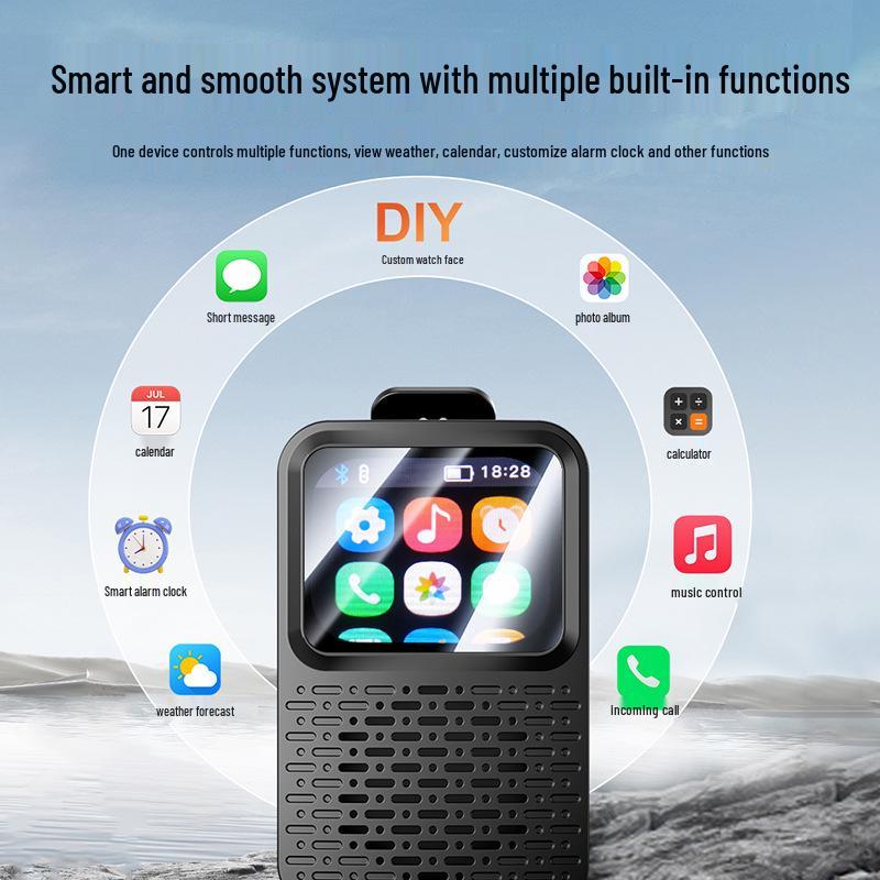 V9 Wearable Smart Speaker: Touchscreen Multifunctional Device with Calendar, Weather, Alarm, Magnetic Back Clip, and HIFI Sound Quality