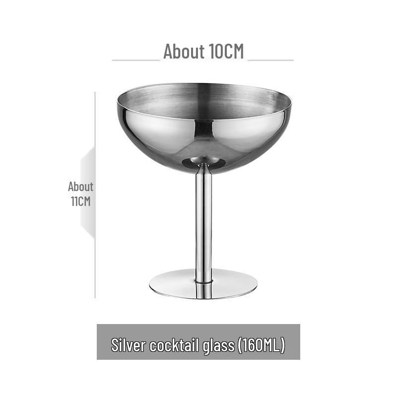 Creative High-Stemmed Stainless Steel Cocktail and Ice Cream Glass