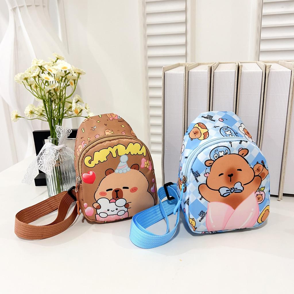 Capybara Preschool Children Nylon Crossbody Bag Animal Pattern Everyday Design