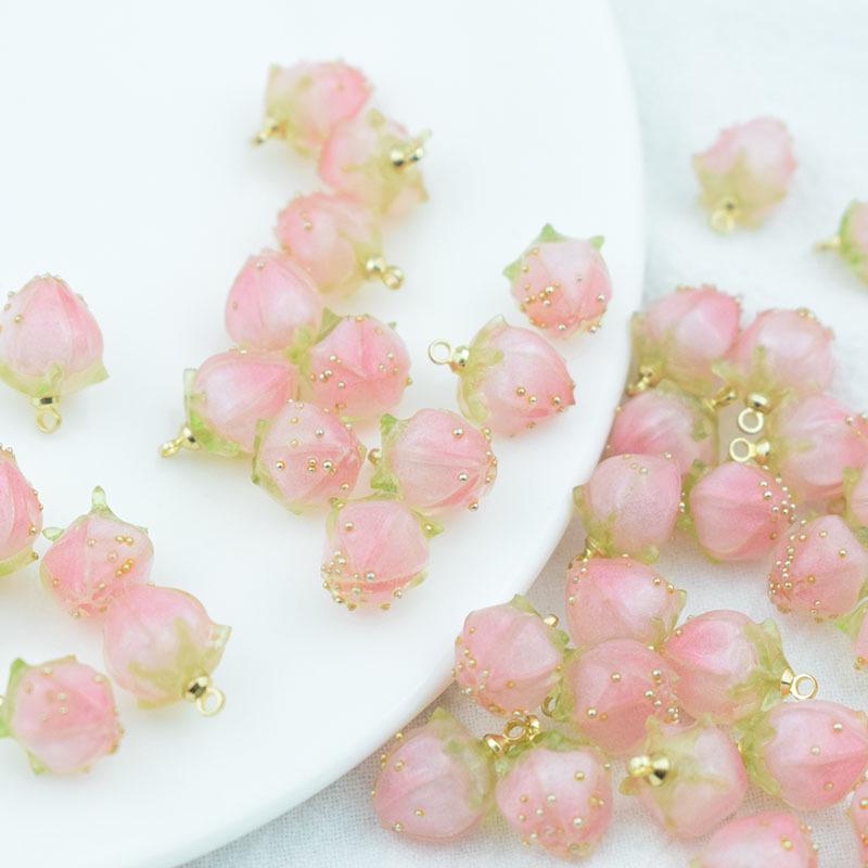 

Розовый маленький бутон цветка эпоксидная термоусадочная пленка для самодельных украшений и шпилек светло-розовый