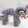 Pet Spring High Neck Striped Pattern Four-legged Pants T-shirt  Dog Cat Clothes