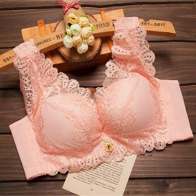 

Бюстгальтер пуш-ап, сексуальный женский кружевной бюстгальтер с застежкой на спине, бесплатное нижнее белье 3/4 чашки 95C розовый