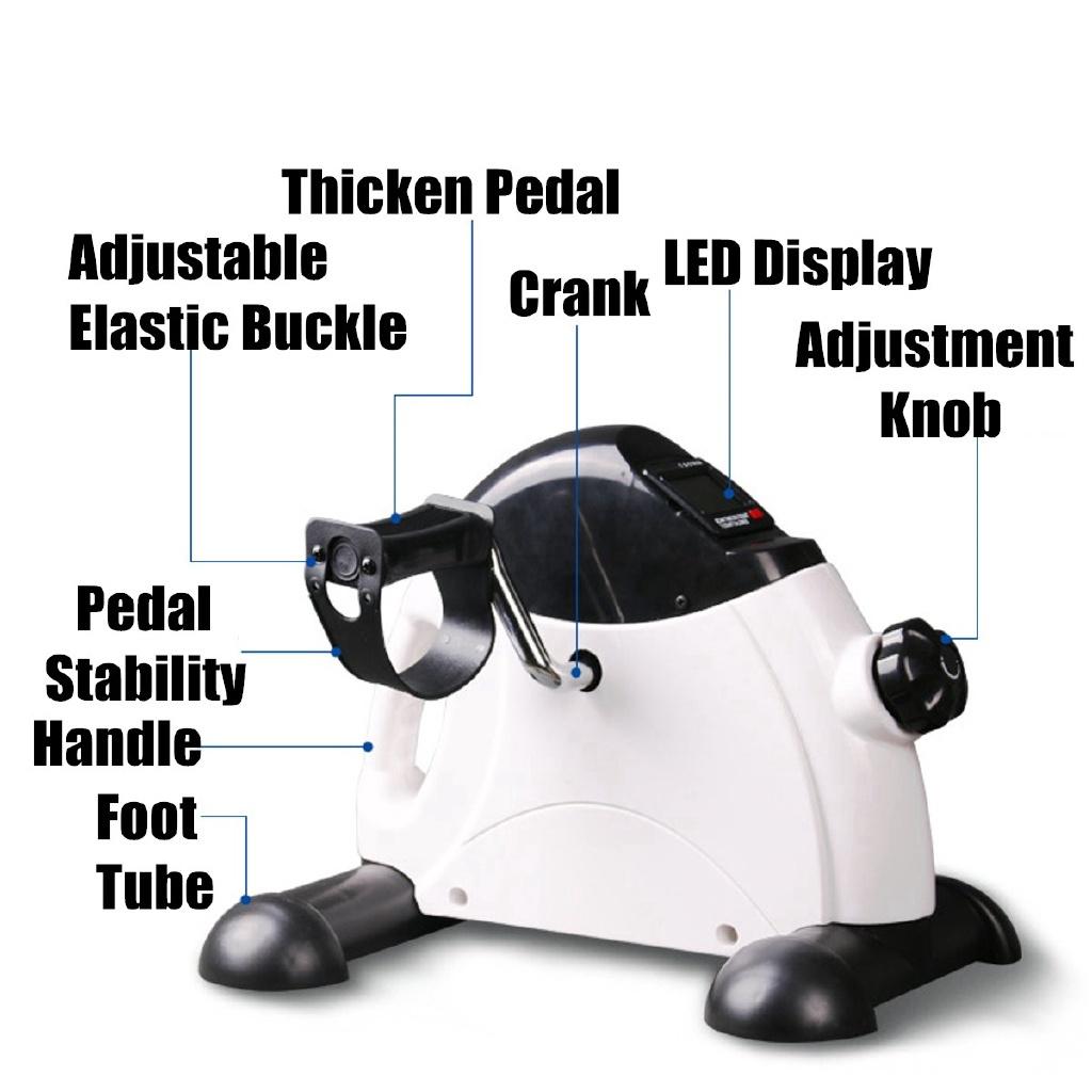 Bike Exercise Indoor Trainer Exerciser Cycling Fitness Mini Pedal Arms Legs White ABS PVC Home Exerciser LED Display Fitness Pedal