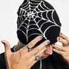 Retro Gothic Spider Web Jacquard Beanie for Women Men Caps Unisex Knitted Warmer Hip Hop Unisex Elastic Knit Hat Skull Cap