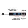 Sanwa Supply USB Hub with LAN Adapter Function USB 2 USB 1 Type-C (1 Type-C, A, RJ-45 Port) USB-3TCH20BK