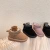 Koreanische einfarbige Kinder-Low-Top-Schneestiefel aus mattem Leder, Mädchen-Baumwollstiefel, kurze Stiefel, Baby-Baumwollschuhe
