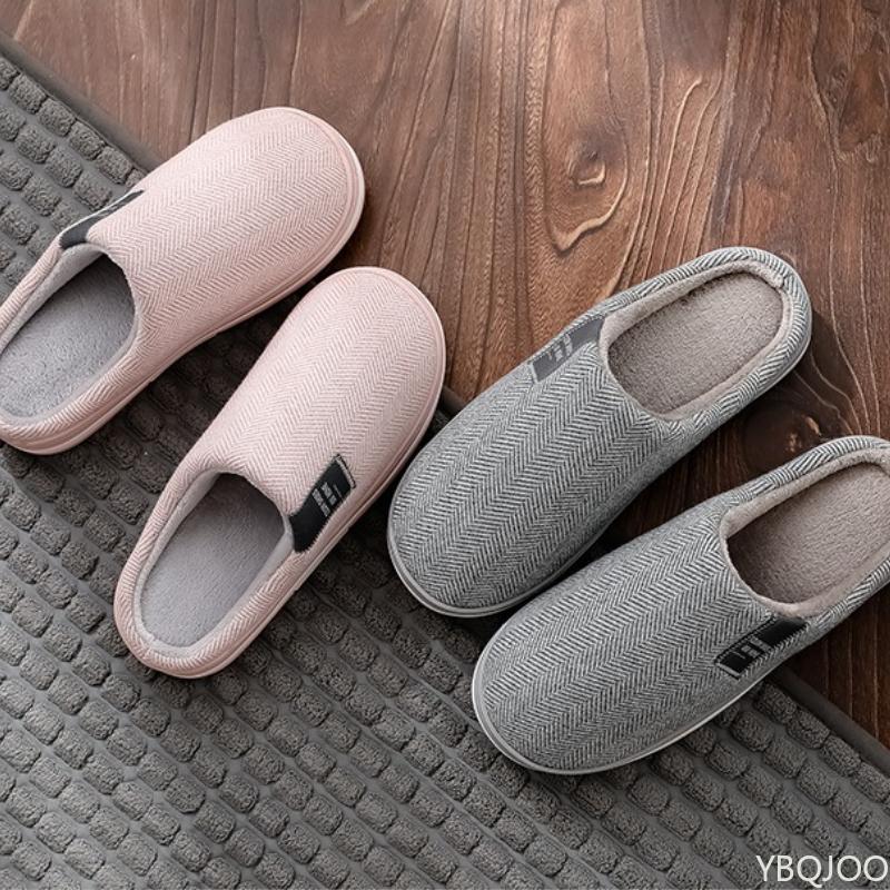 Fashion Large Sized Cotton Slippers for Home Use Anti Slip for Autumn Winter New Indoor Warm Simple Comfortable Cotton Slippers