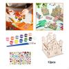 12 Pieces Wooden Painting Crafts Set Unfinished Castle Projects Party Supplies Decorations with