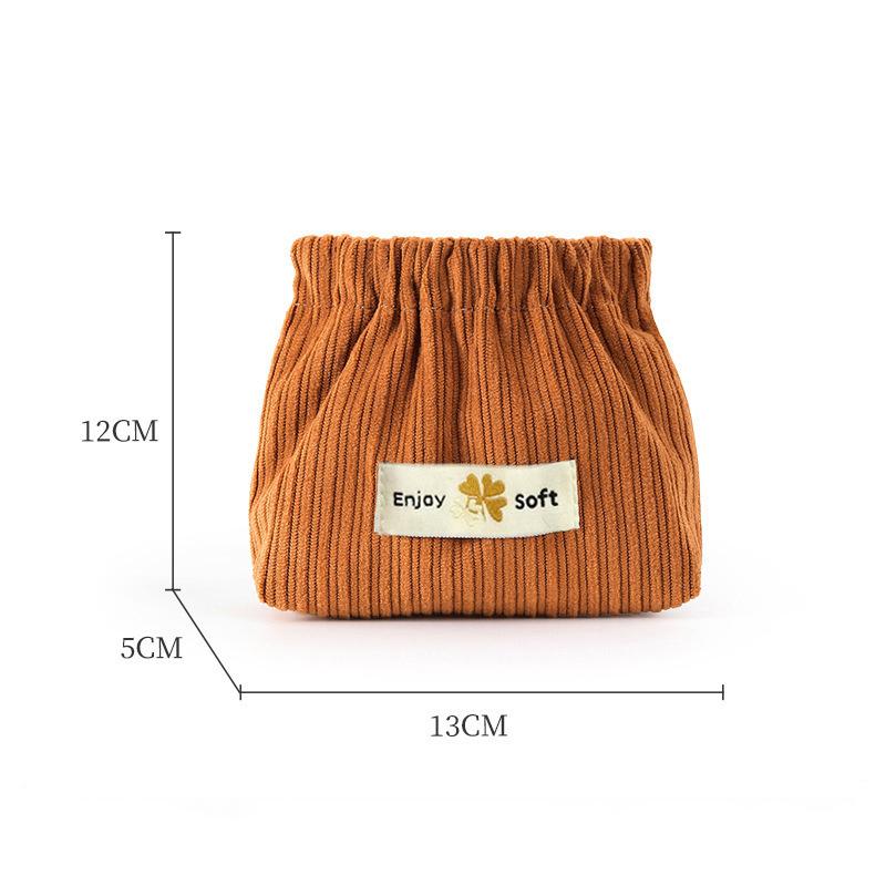 1Pc Corduroy Clover Storage Bag Handheld Bag Bullet Storage Bag Lipstick Cosmetics Storage Bag Convenient Mini Wallet