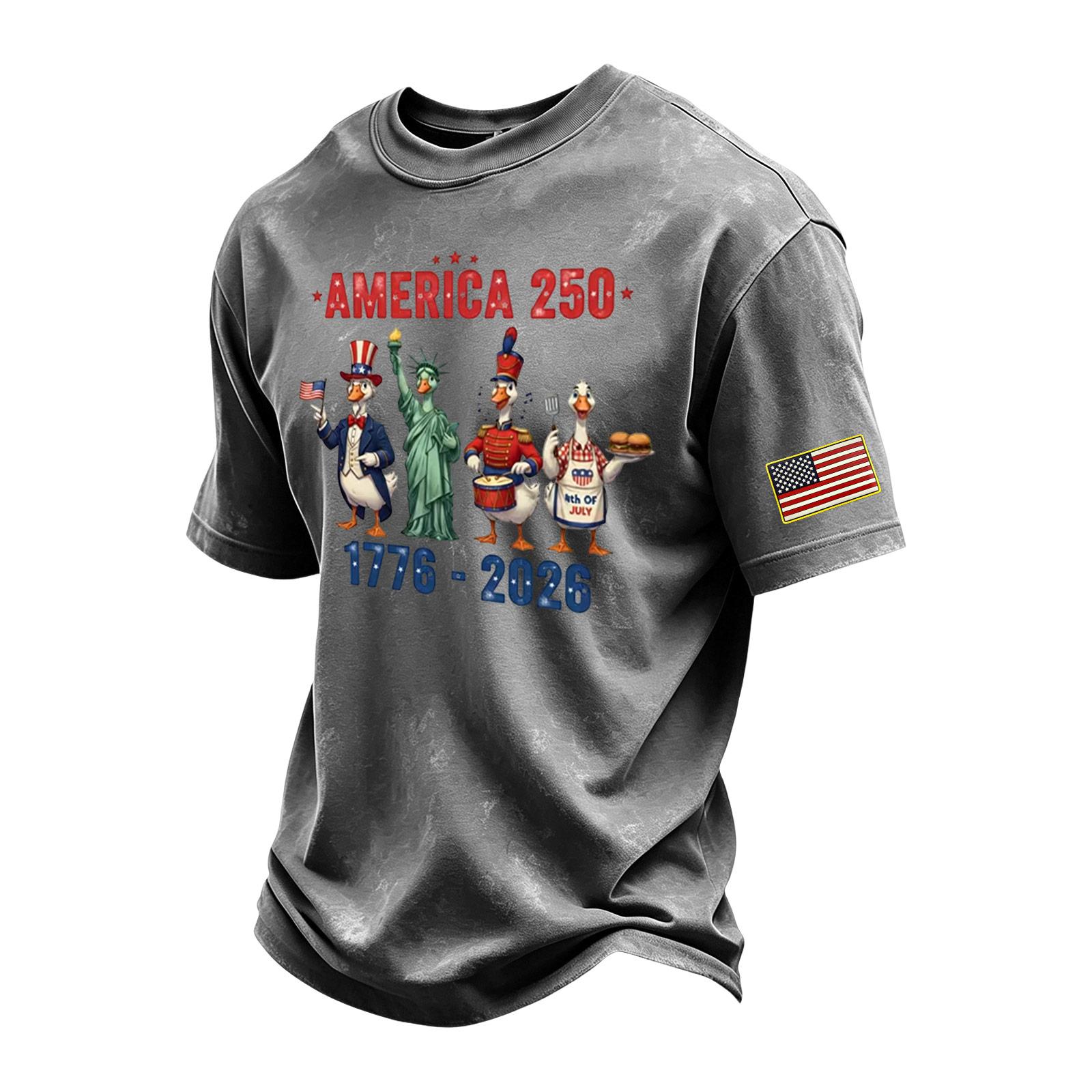 

Men s Vintage Washed Short Sleeve Crew Neck T Shirt with Independence Day Graphic Print Casual Fit Soft Fabric XXXXL