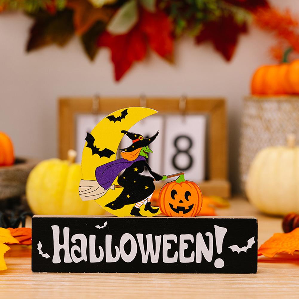 Halloween Table Decor Wooden Centerpiece Signs Happy Halloween Trick Or Treat Boo