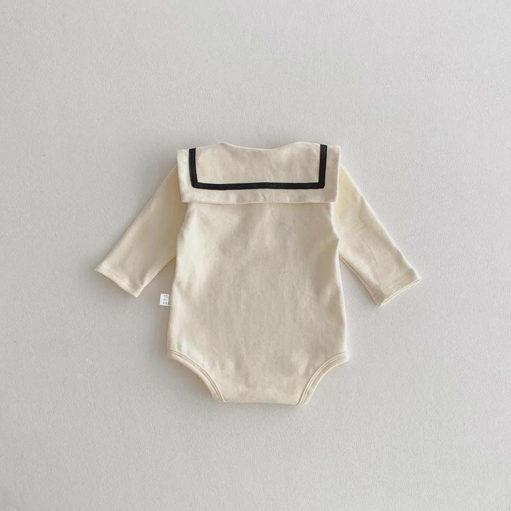 Unisex Baby Autumn Bodysuit with Doll Collar – Long-Sleeved, Fleece Jumpsuit for Warmth