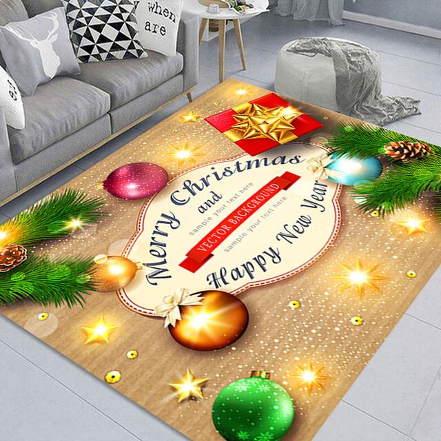 Christmas Print Decorative Floor Mat Living Room Bedroom Sofa Bedside Blanket  Year Corridor Floor Antifouling Door Mat