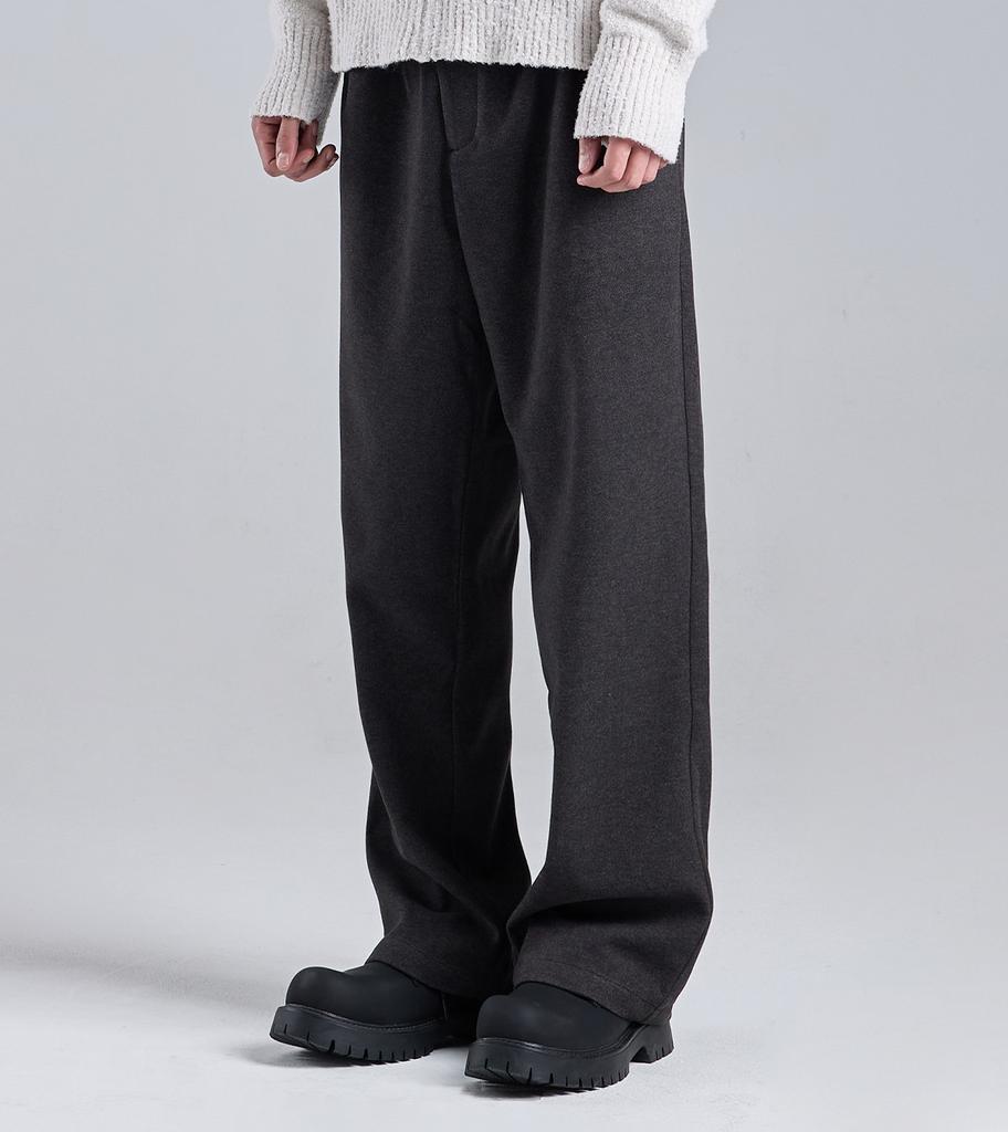 Beoteunseoul Double Button Tweed Textured Slacks (Charcoal)