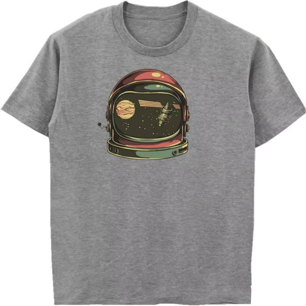 Retro-Stil Astronautenhelm T-Shirt Weltraum Cartoon Modische Astronauten T-Shirts T-Shirt Herrenbekleidung Übergroße Unisex-Oberteile