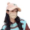 Korean Version of Autumn and Winter Warm Cartoon Hat for Women Imitation Lamb Fur Baseball Hat for Women Cute Student Fur Ball Ear Baseball Cap