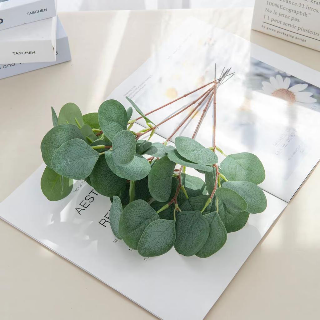 10PCS Fake Plants Silk Eucalyptus Leaf Diy Christmas Decorations Vase for Home Garden  Wedding Scrapbooking Artificial Flowers