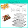 Stainless 4pcs Steel Baking Tray Rack Bbq Roaster Oven Cooling Rack Square Sheet