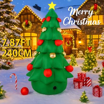 7.87FT With LED Light Xmas Inflatable Xmas Tree Toy Yard Lawn Party Decoration Christmas Home Supplies Ornaments Holiday Gifts