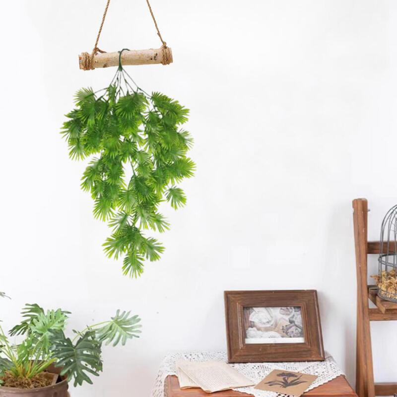Artificial Green Fanleaf Plants Hanging Rattan Decoration Window Decor Artificial Green Ferns