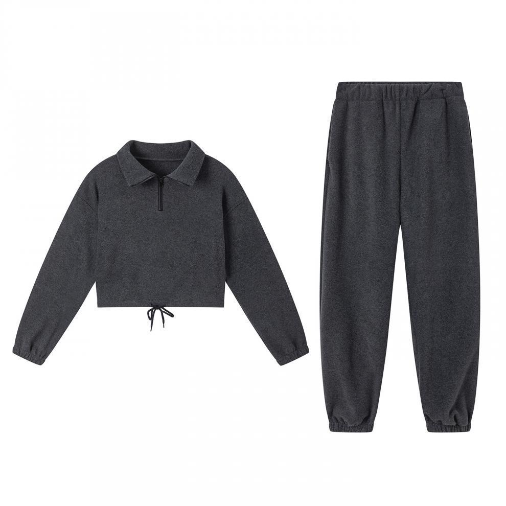 2025 Autumn/Winter Women's Fashion Loose Zipper Stand Collar Hoodie & Casual Two-Piece Set