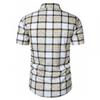 Men Casual Slim Fit Short Sleeve Plaid Business Shirt