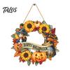 Easy Install Halloween Sign Wooden Hanging Decor Sign, Spooky Black Cat Pumpkin Witch Ghost Ornaments Window Decoration with Jute Rope, Festive