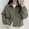 Women's Petite Hong Kong Style Collar Zip-Up Baseball Jacket - Versatile, Trendy Top for Spring and Autumn