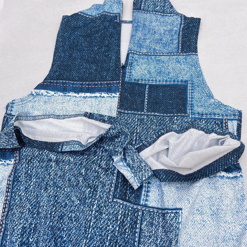 Summer New Women's Imitation Denim Print Sleeveless Bodycon Jumpsuit Tank Top Jumpsuit