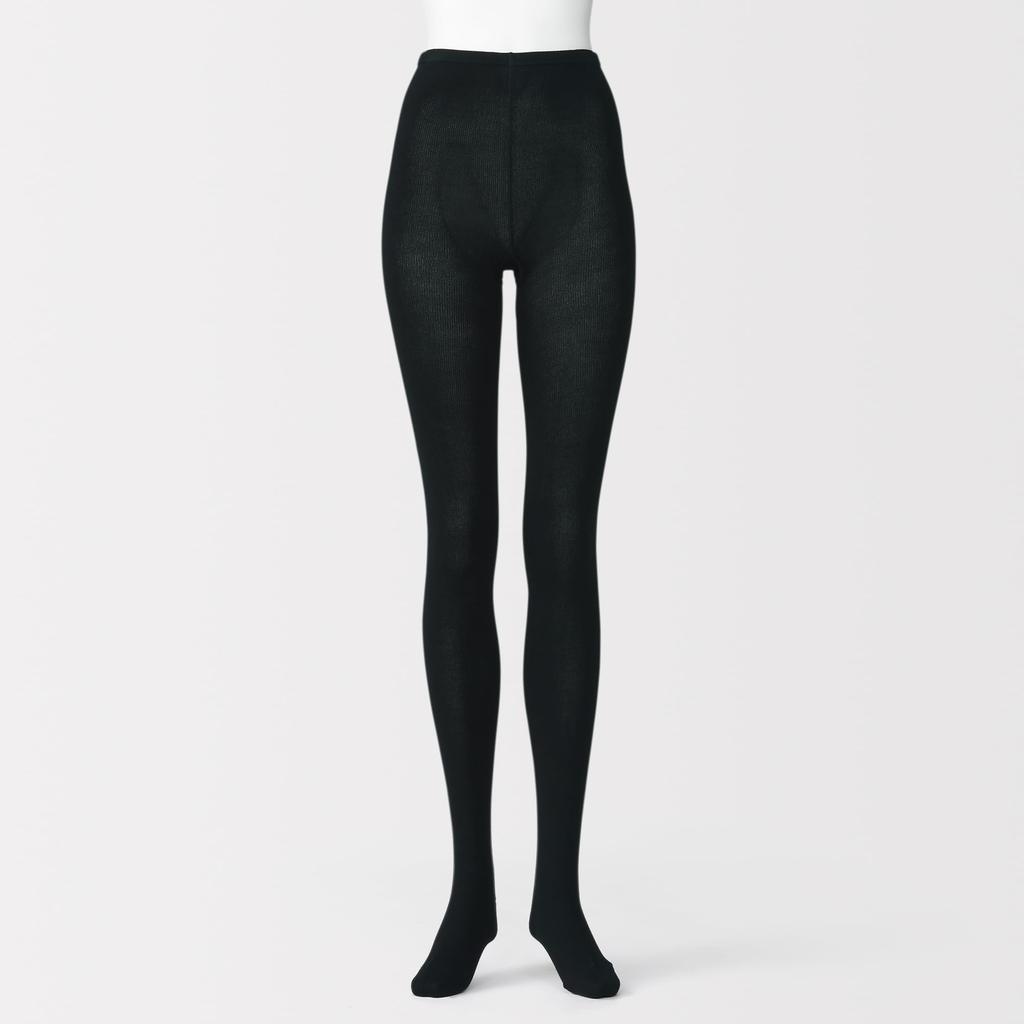 MUJI Tights Size L Women's Right-Angle Foot-Shaped (DGE05A5A) Black, Women's