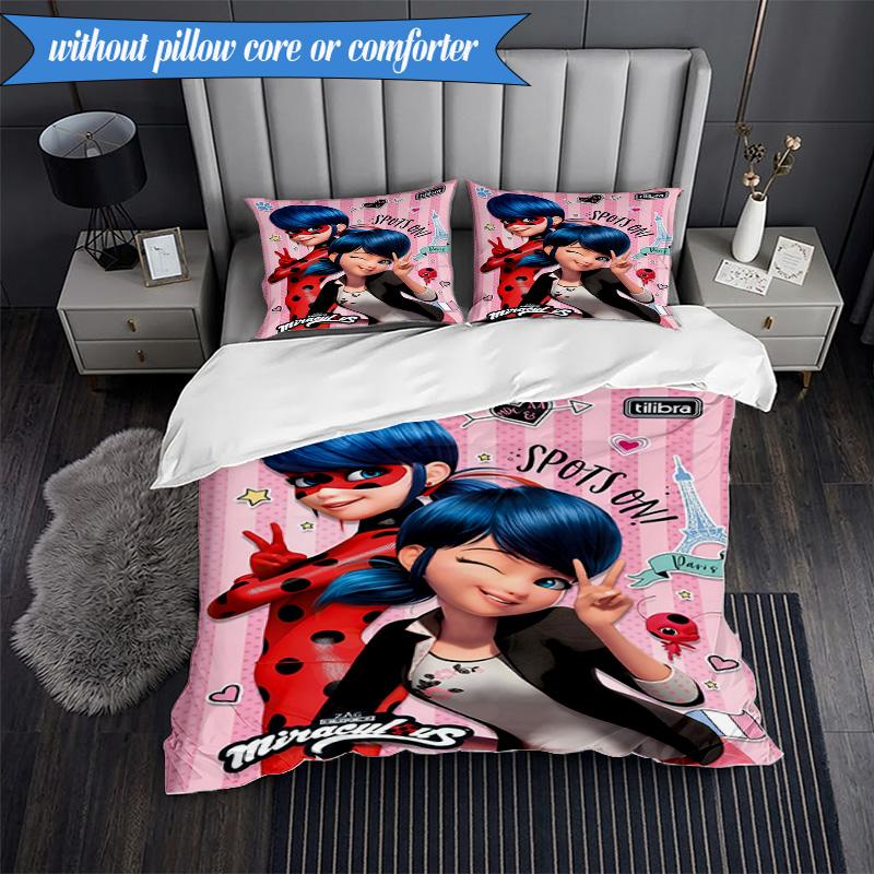 3PCS Miraculous Adventures Bedding Set,Including 1pc Duvet Cover And 2pcs Pillowcases Perfect for Bedroom, Dormitory, Fan Christmas gift