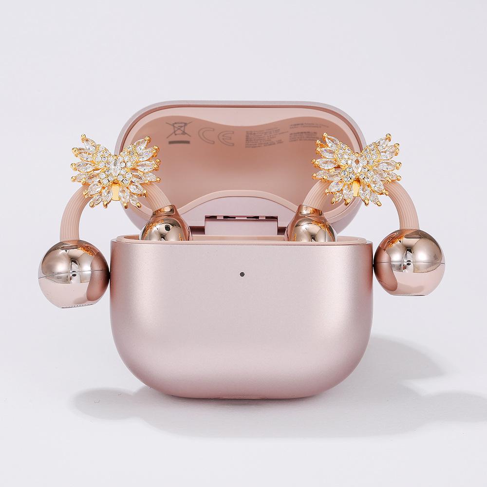 Zirconia Butterfly Rhinestone Buckle Earphone Clip - Multi-Functional, High-End Accessory.