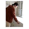 Damen Kapuzen-Fleecejacke Dünn gefüttert Locker geschnitten Einfarbig Lässig Koreanische Mode Frühling Herbst Sweatshirt