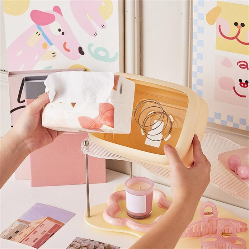 Einfaches Dopamin-Thema Taschentuchbox-Organizer Premium-Materialien Design Arbeitsplatten-Organizer für modernes Zuhause und Büro