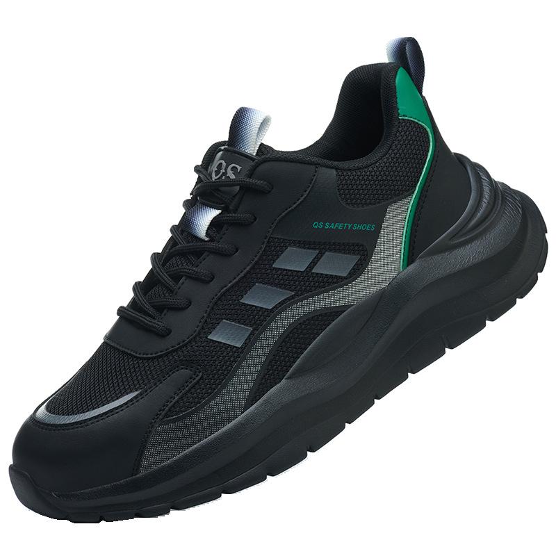 Men s Four Seasons Steel Toe Lightweight Breathable Safety Shoes - Anti-Smash, Wear-Resistant EVA Outsole. Black; 37