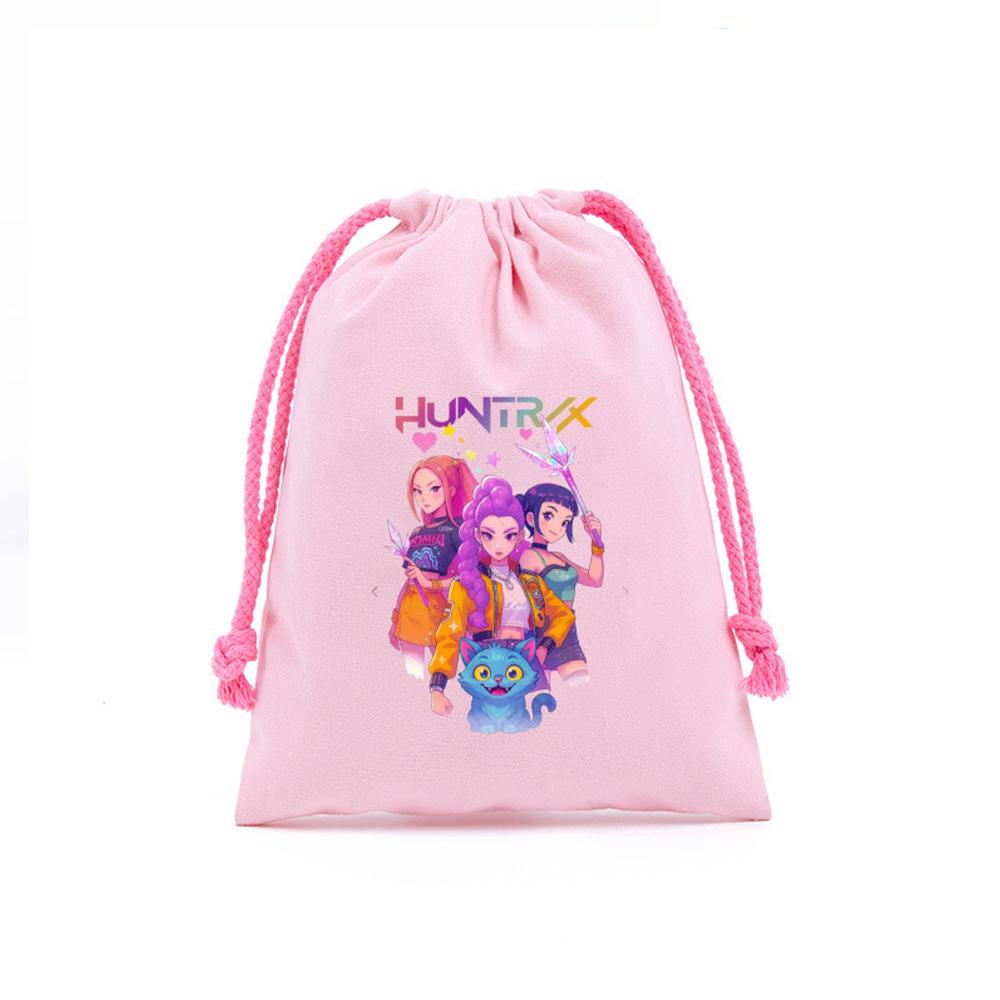 KPop Demon Hunters Storage Drawstring Bag Music Cartoon Party Cookies Candy Package Kids Gift Bags Print Cotton Key Pouch