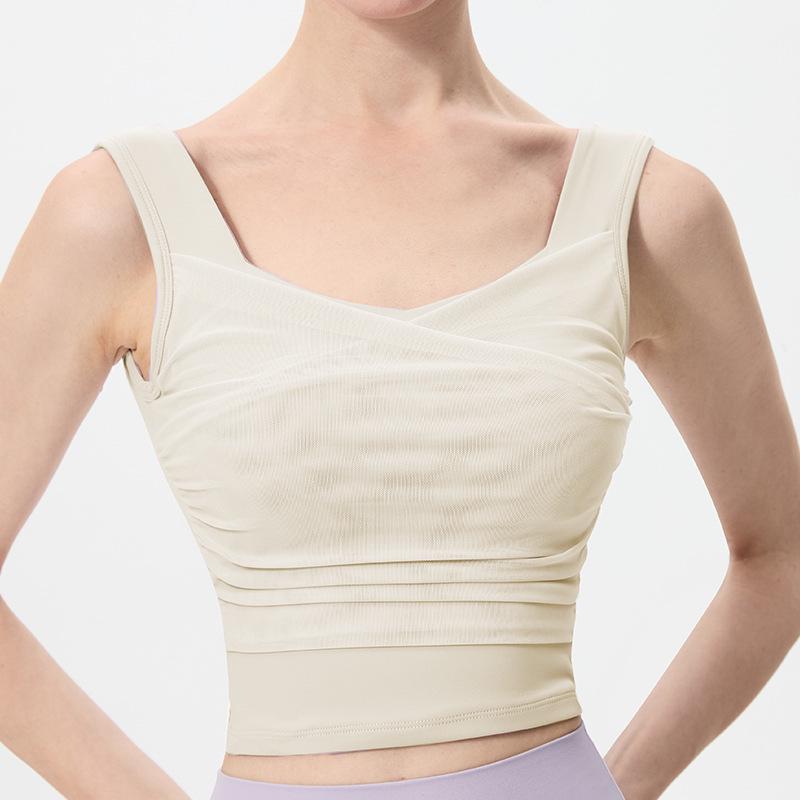 Damen High-Impact Mesh Sport-Tanktop mit integrierten Cups - Frühling/Sommer Yoga- & Lauf-Top