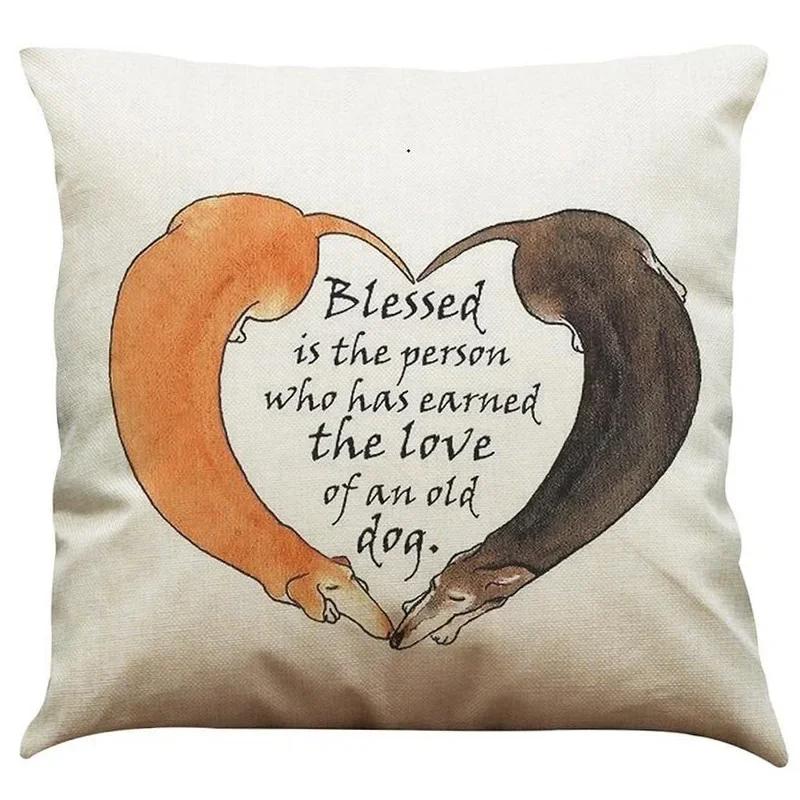 Cartoon Hundemattenbezug Dackelmuster Leinen Kissenbezug Auto Schlafzimmer Sofa Kinderzimmer Dekokissenbezug 45*45cm