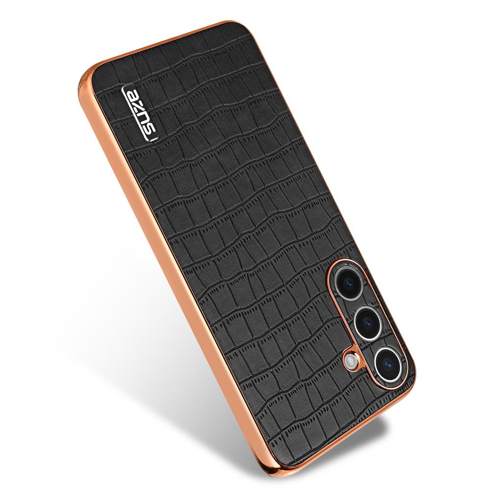 For Samsung Galaxy S24 Case Electroplating Crocodile Texture PU+TPU Anti-Drop Phone Cover