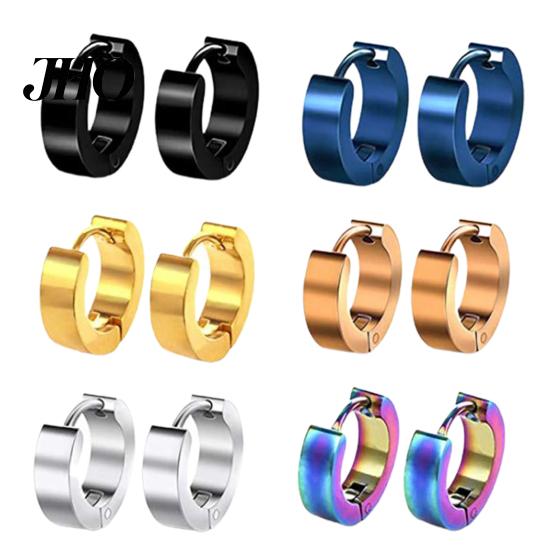 Ear Stud Round Earring Safe Unfading Unisex Stainless Steel Titanium Plated Clip for Shopping Club Daily Wear Hoop