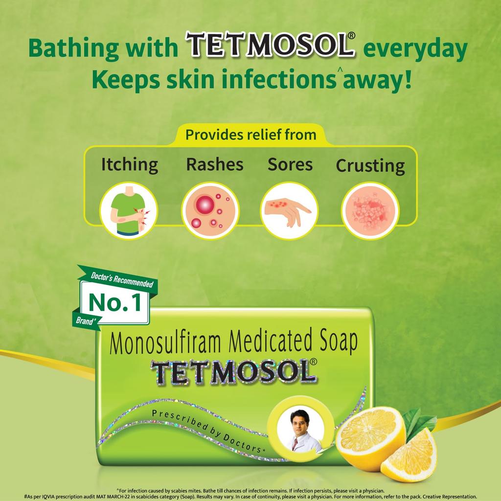 Tetmosol Medicated Soap Pack of 8 100g Each – Anti-Itch Skin Care for Daily Use Adults & Children