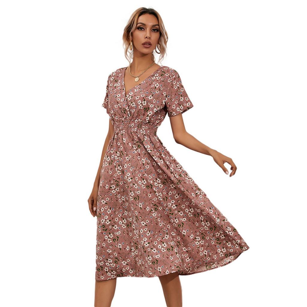 2025 New Fashion Trend Dresses Spring Summer Printed Waist Dresses Fashion Women's