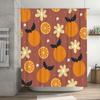 Orange Floral Print Shower Curtain Rustic Farmhouse Decor for Bathrooms Water-Resistant Fabric with Plastic Hooks included (180x