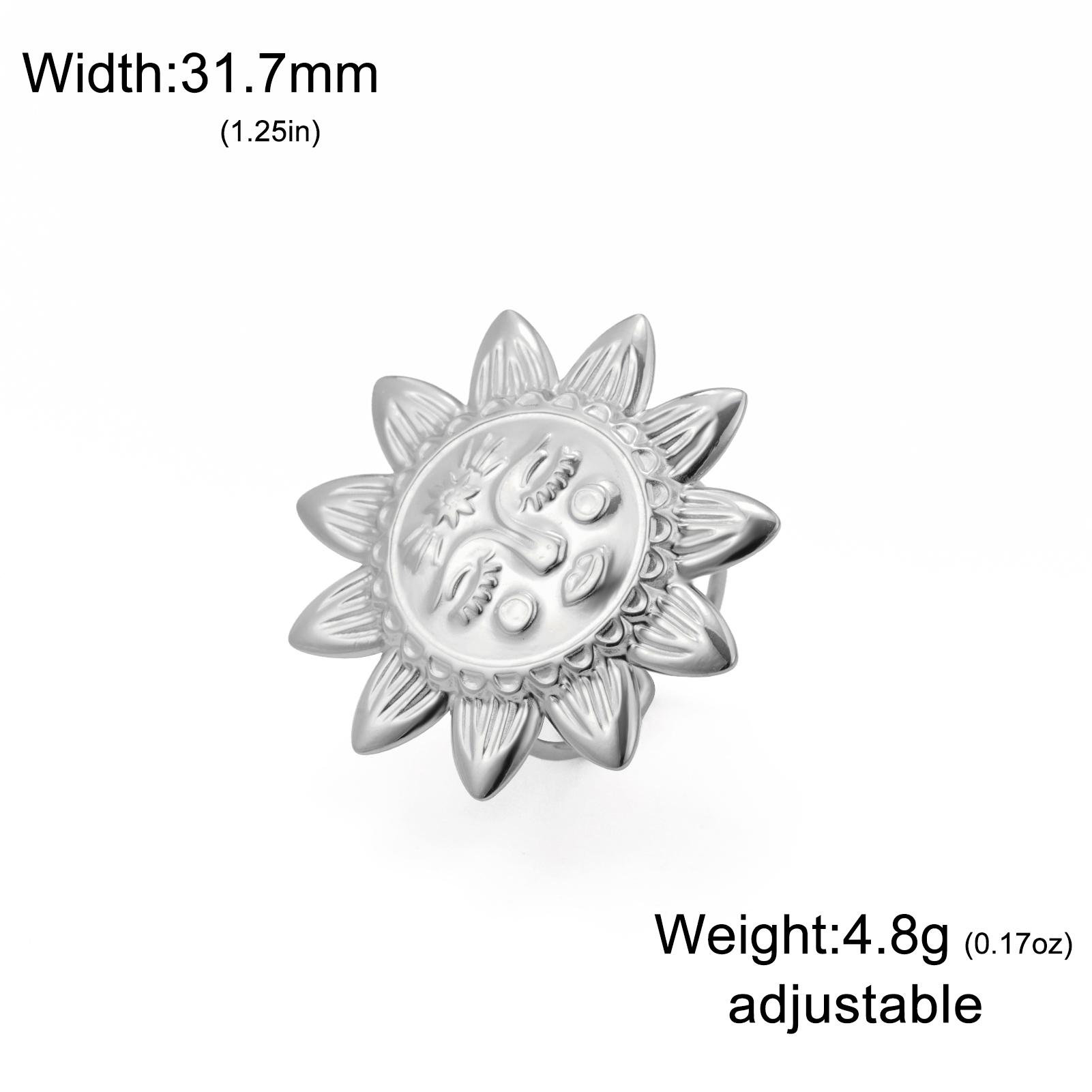 

Teamer Big Sunflower Open Ring For Women Stainless Steel Gold Color Adjustable Finger Rings Bohemian Jewelry Gift Wholesale