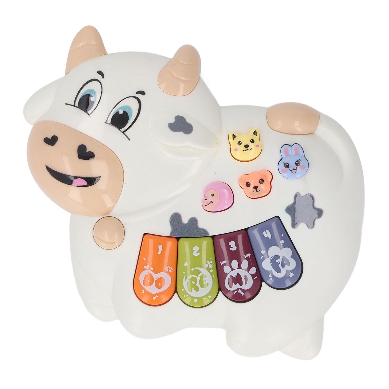 

Детское пианино в форме коровы, светящаяся музыкальная детская пианино-клавиатура, игрушка для раннего образования White