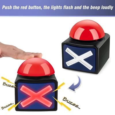 Glitter Cheer Tools Light-Up Sound Buzzer Button Trivia Games - Durable Plastic Ideal for Family Quiz Night and Entertainment
